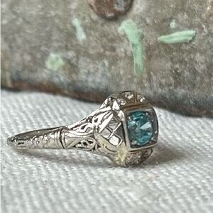 Antique 18k Diamond and Topaz Ring